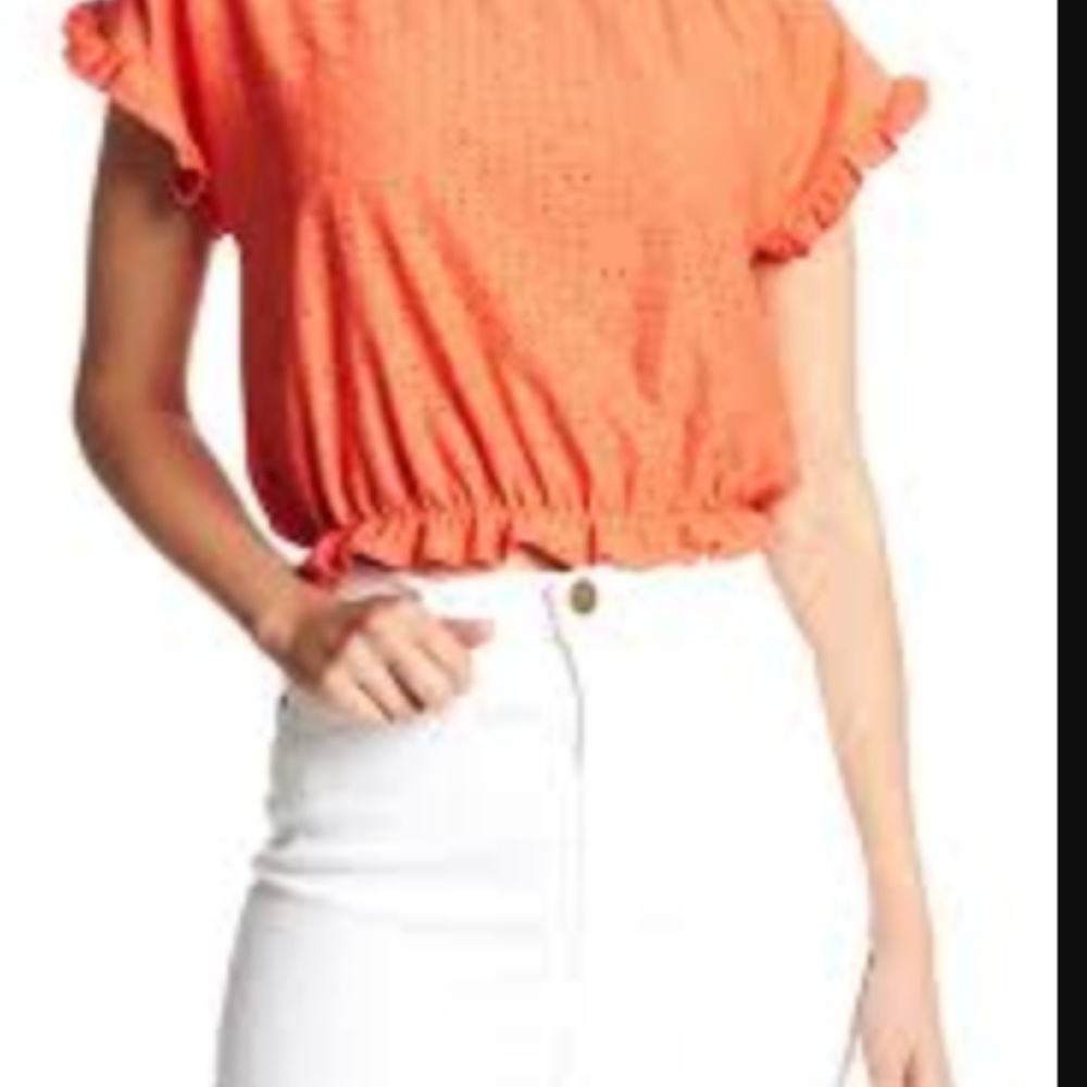 HIATUS Eyelet Embroidered Top Orange